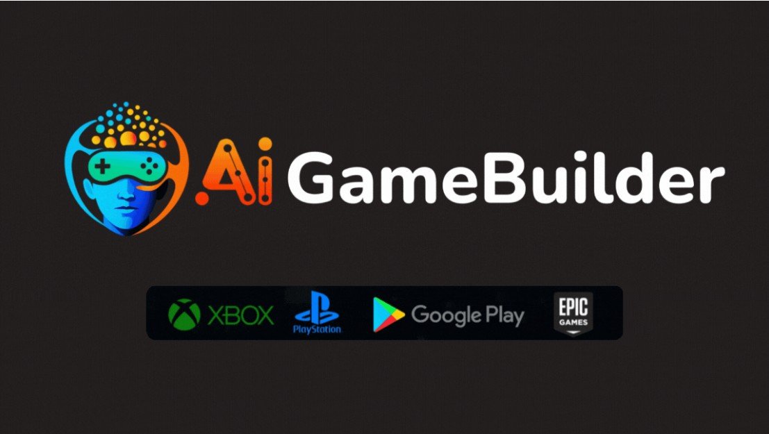 AI Game Builder logo with logos of popular gaming brands.