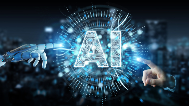 AI and human hands touching, representing the Genio Live earning tool.